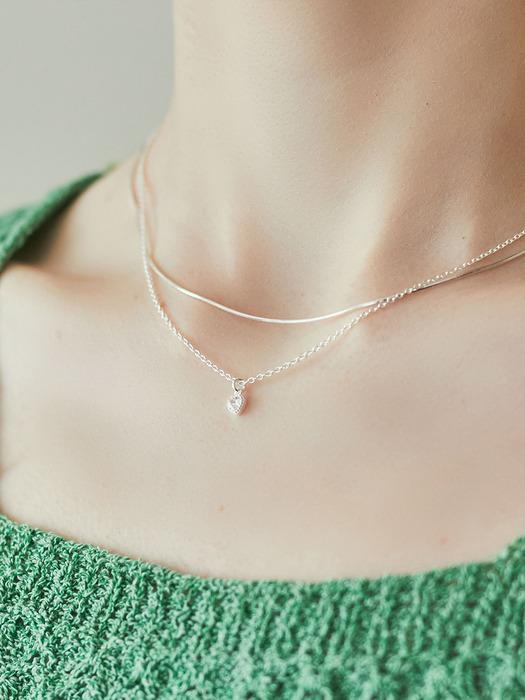 silver heart layered-necklace