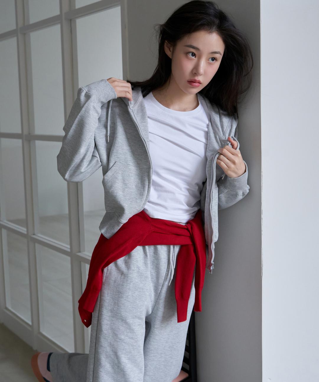 스파오 [소프트코튼] 세미 크롭 후드 집업_SPMZF24G15