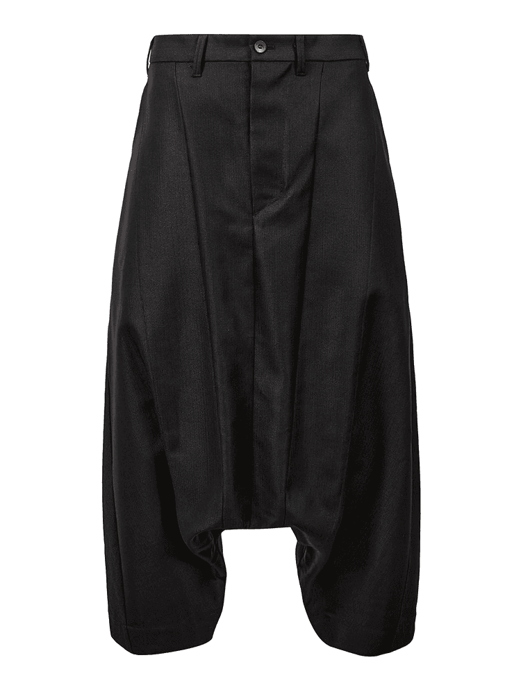 BLACK COTTON/WOOL/NYLON CLOTH PANTS  율리우스 블랙 코튼 울 나일론 클로스 팬츠