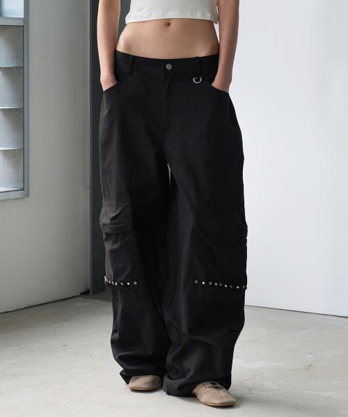 락케이크(ROCKCAKE)  Pocket Studded Pants - Black - 사이즈 & 후기 | 무신사
