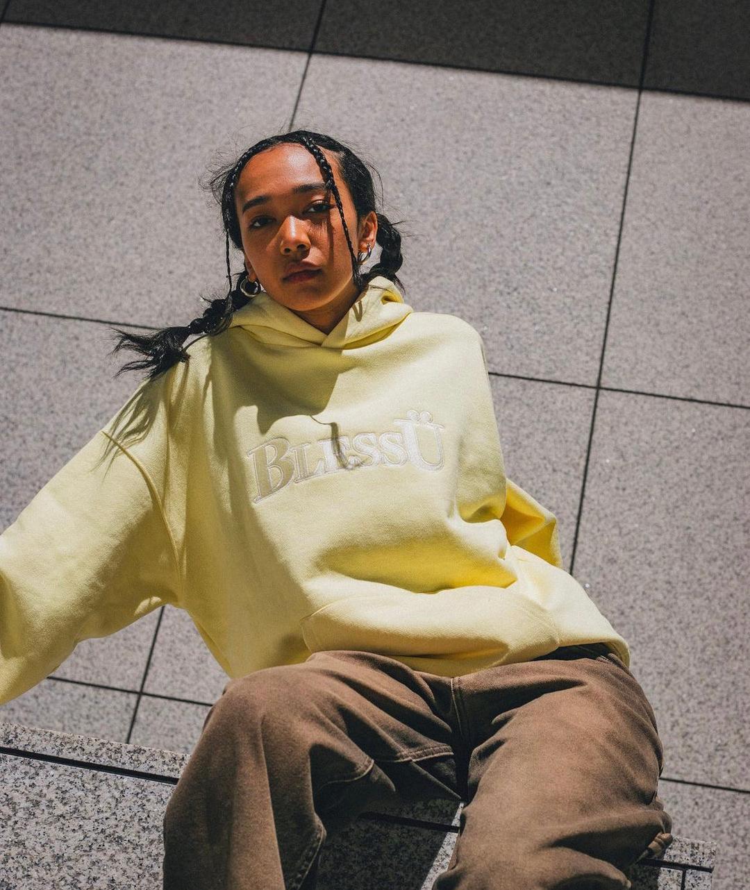 BU logo hoodie - イエロー / M