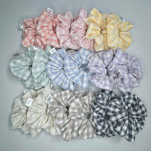 [복수구매할인] 체크 빅헤어슈슈 스크런치 곱창머리끈