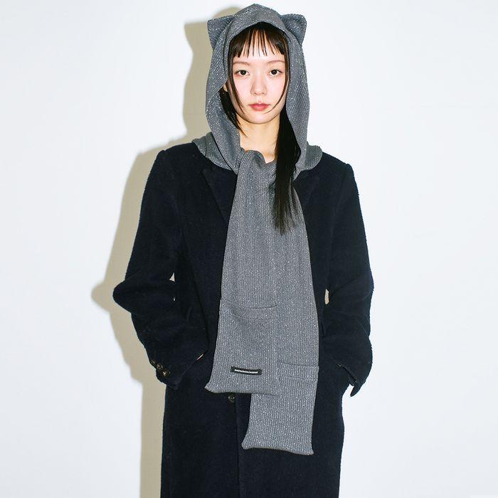 CAT EAR HOODIE MUFFLER_METAL GREY