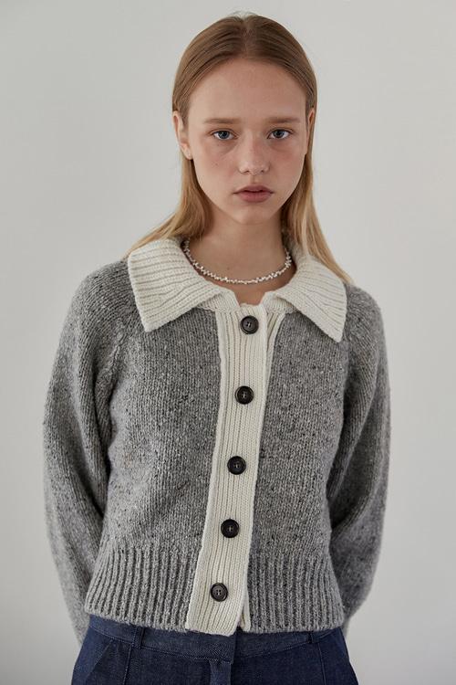 Eddie lambswool cardigan-Light grey