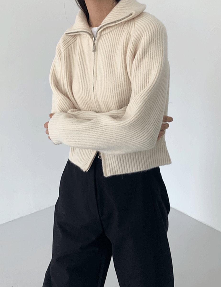 soft knit zip-up (4color)