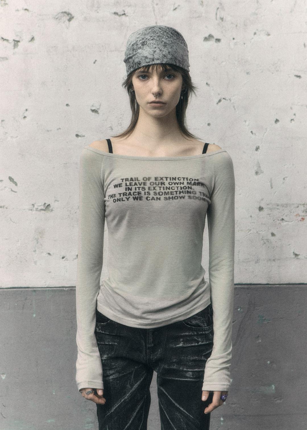 [LONG ver] 'TRAIL OF EXTINCTION\' PRINTED LONG SLEEVE, BEIGE