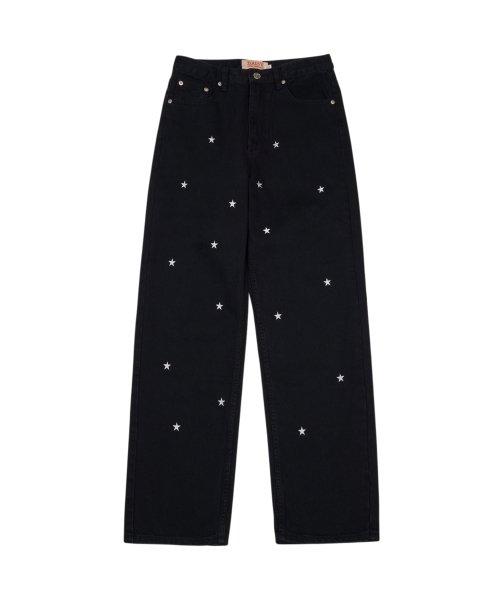 STRAGHT STAR DENIM PANTS black