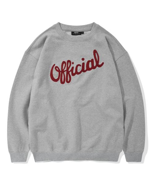 카네이테이(KANEITEI)  OFFICIAL LETTERING EMBROIDERED CREWNECK (MELANGE GRAY) - 사이즈 & 후기 | 무신사