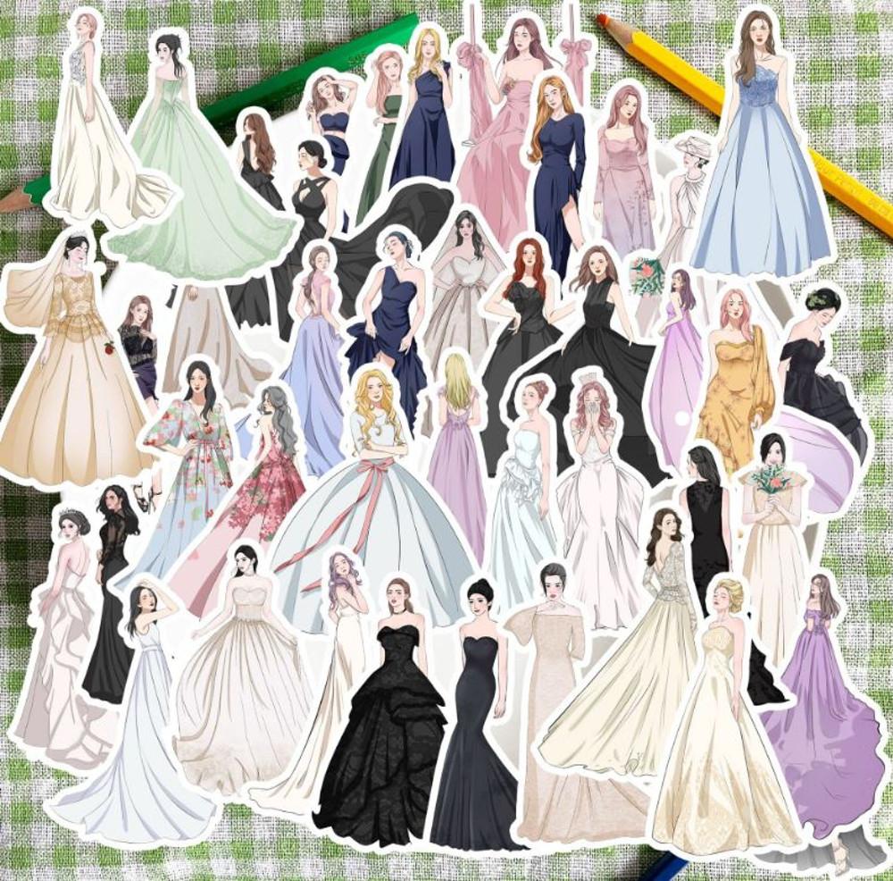 드레스 여인 숙녀 50매 다이어리 다꾸 스티커