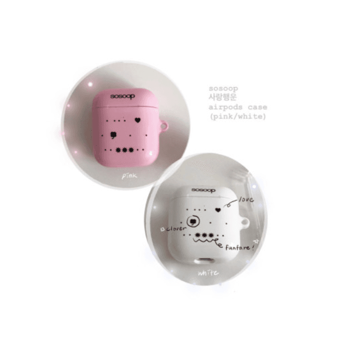 [애드] 사랑행운 airpods case (핑크/화이트)