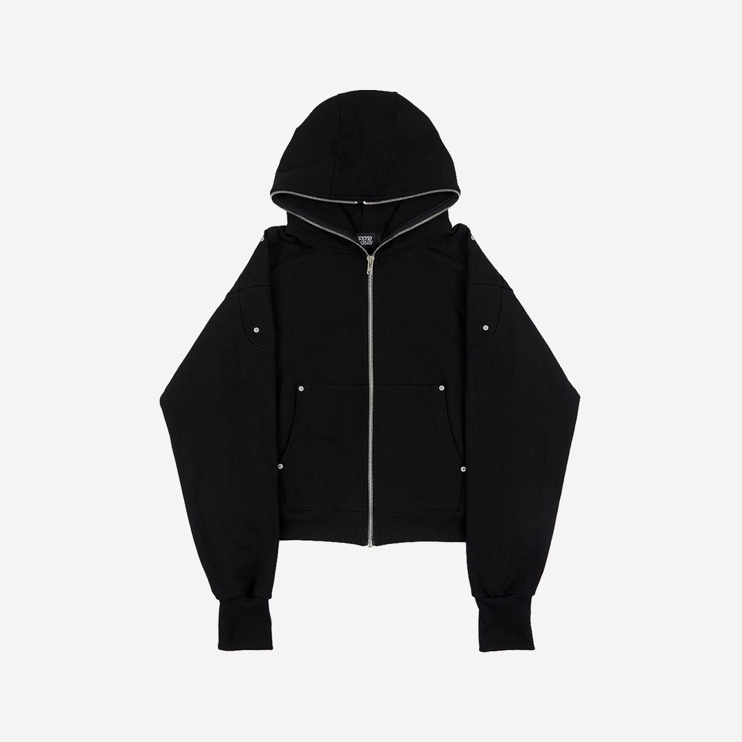 Sundayoffclub Full Face Zip Up Heavy Terry Moto Hoodie Black