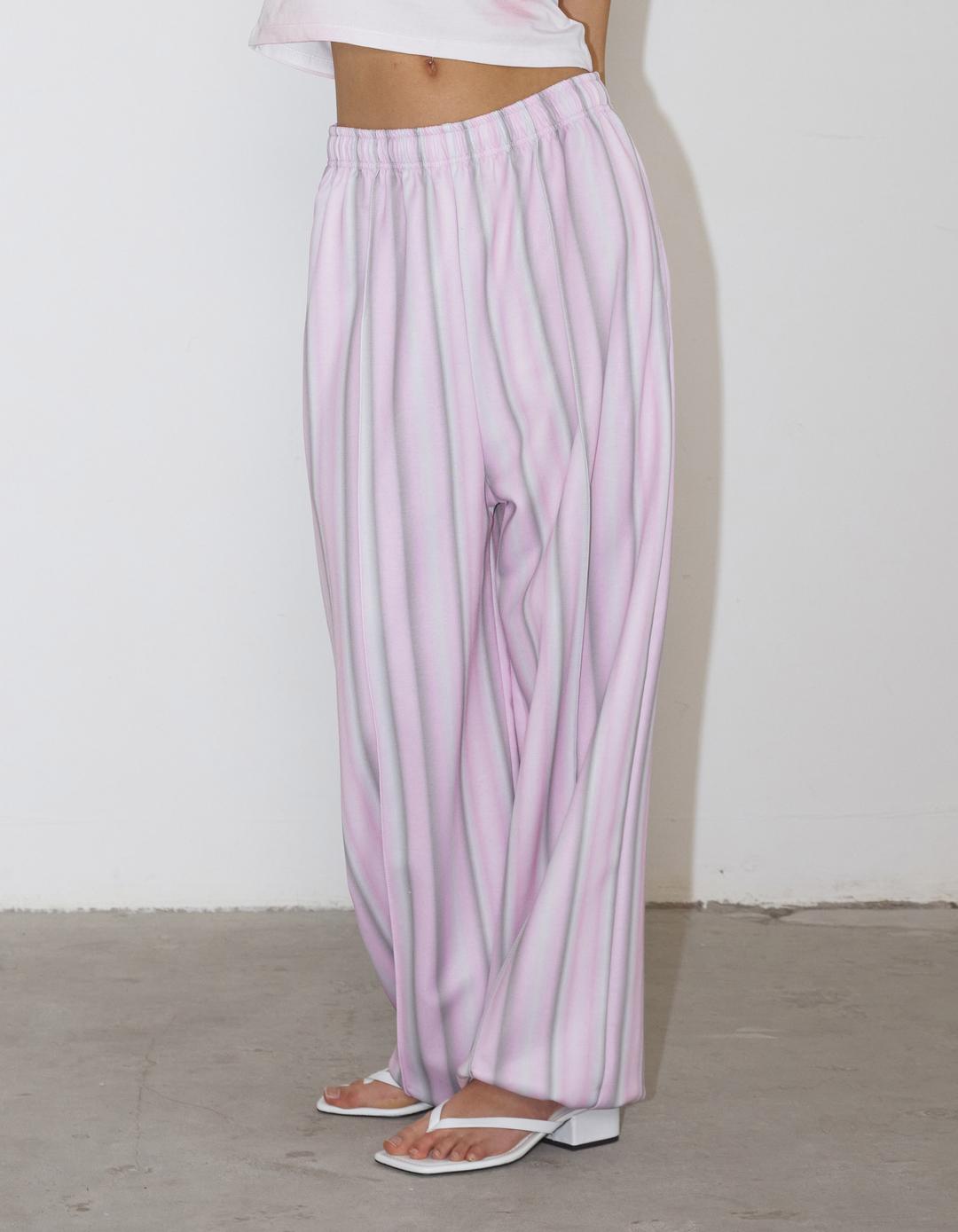 stripe soft glossy pants, pink