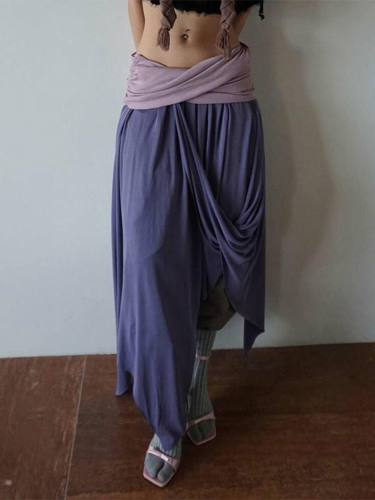 Draping Unbalance Skirt Purple