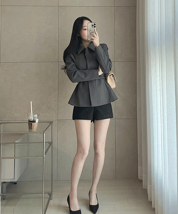 *차콜,블랙s 당발*[벨트set]엘리 블라우스 자켓jk (2color)