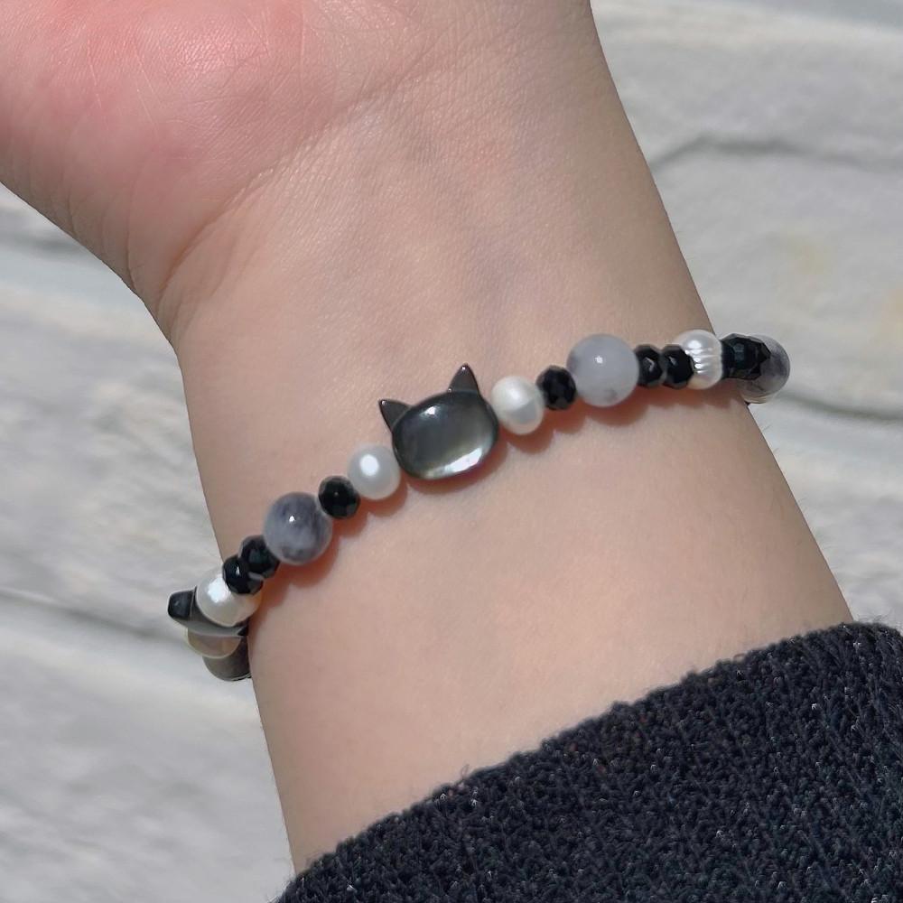 ( ~9/17까지 특가) black cat star 자개 원석 팔찌