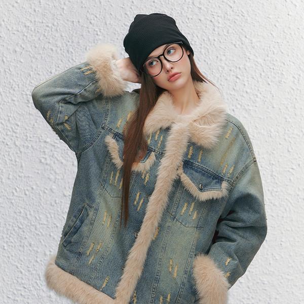 Vintage Denim Fur Jacket