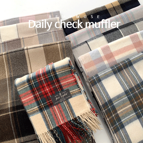 [당일출고/무배] 10color 겨울 무드 체크 니트 머플러 커플 목도리