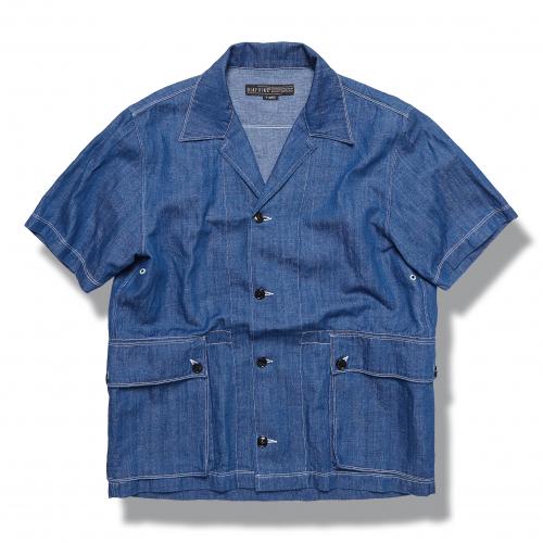 DV. LOT609 Linen Denim 1/2 Shirts -INDIGO-
