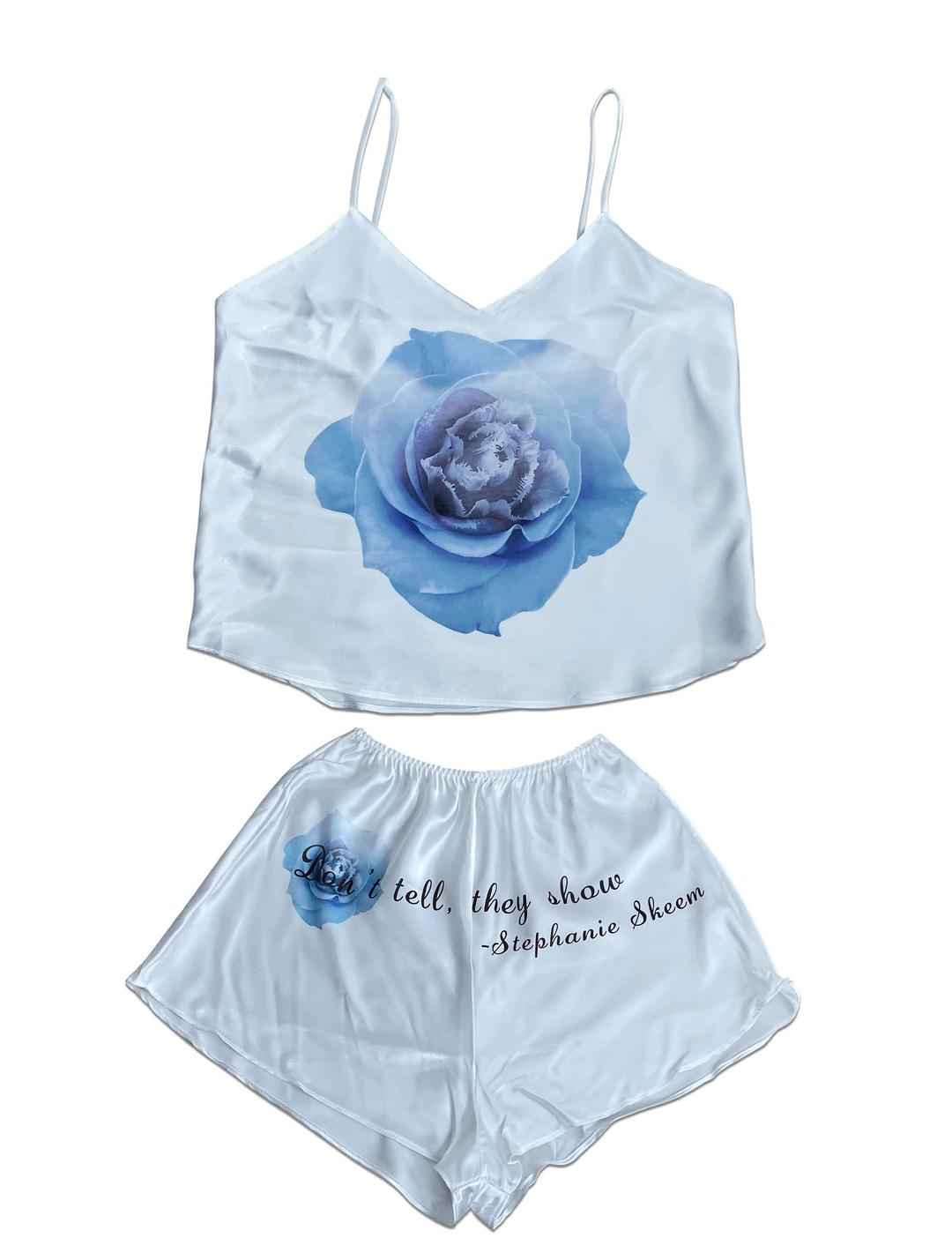 일루전 플라워 새틴 셋업 (화이트)