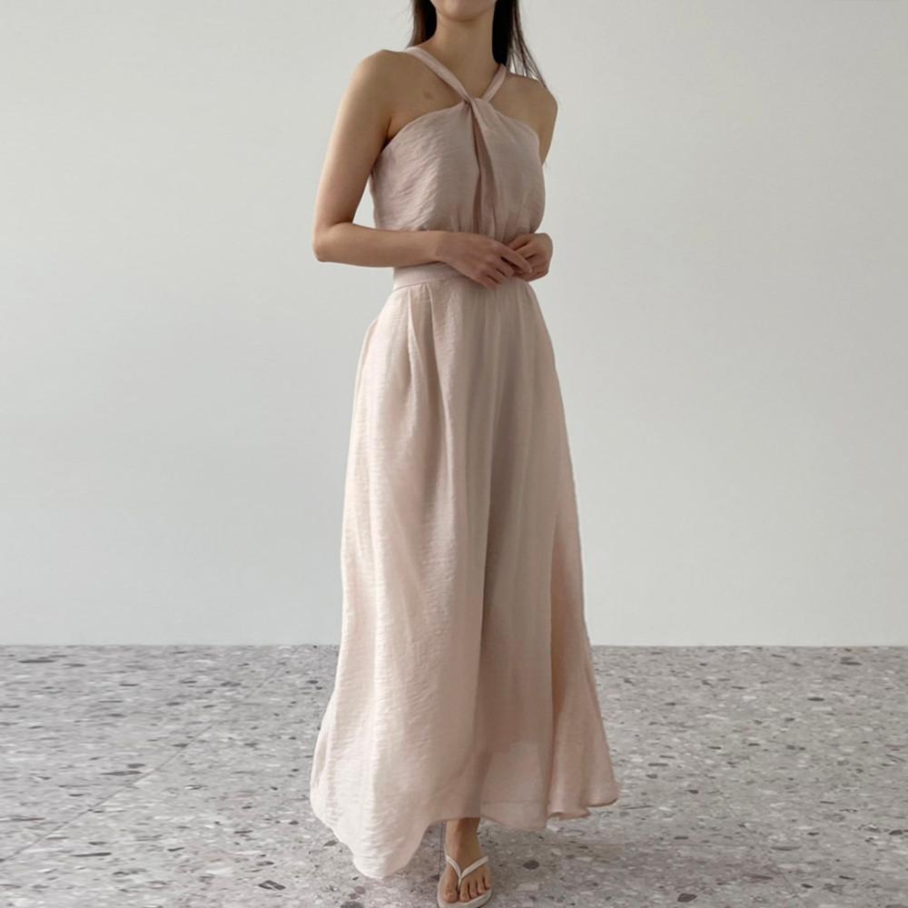 (자체제작)홀터넥 맥시 롱원피스 파티 하객 휴양지 브라이덜샤워 드레스