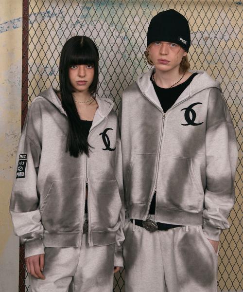 Smoke Hood Zip-Up_[White Melange]