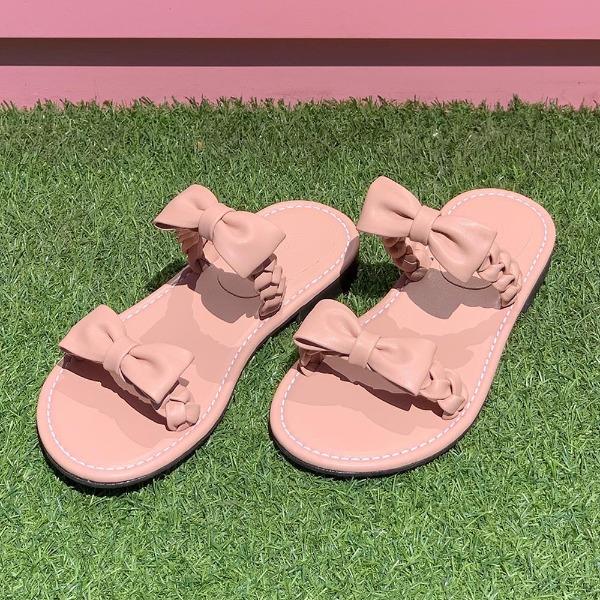 Barbee Ribbon Braids Strap Sandals Pink 바비 브레이드 스트랩 핑크