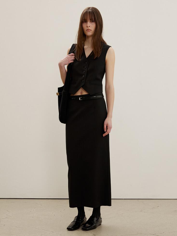 Clean Skirt In Wool Blend, Black