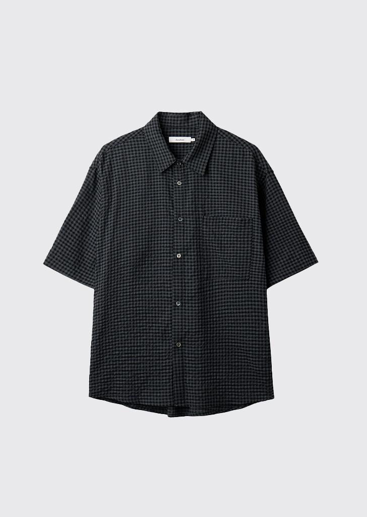 Sand check half shirts_Sand black