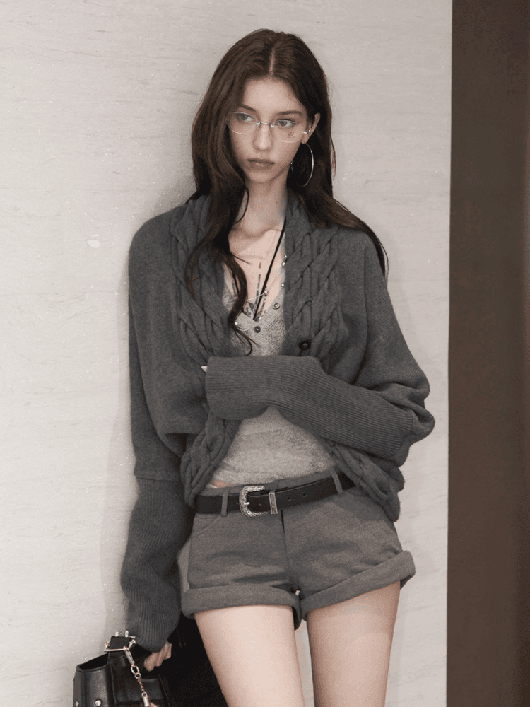 Bulletnini Knit collar cape cardigan