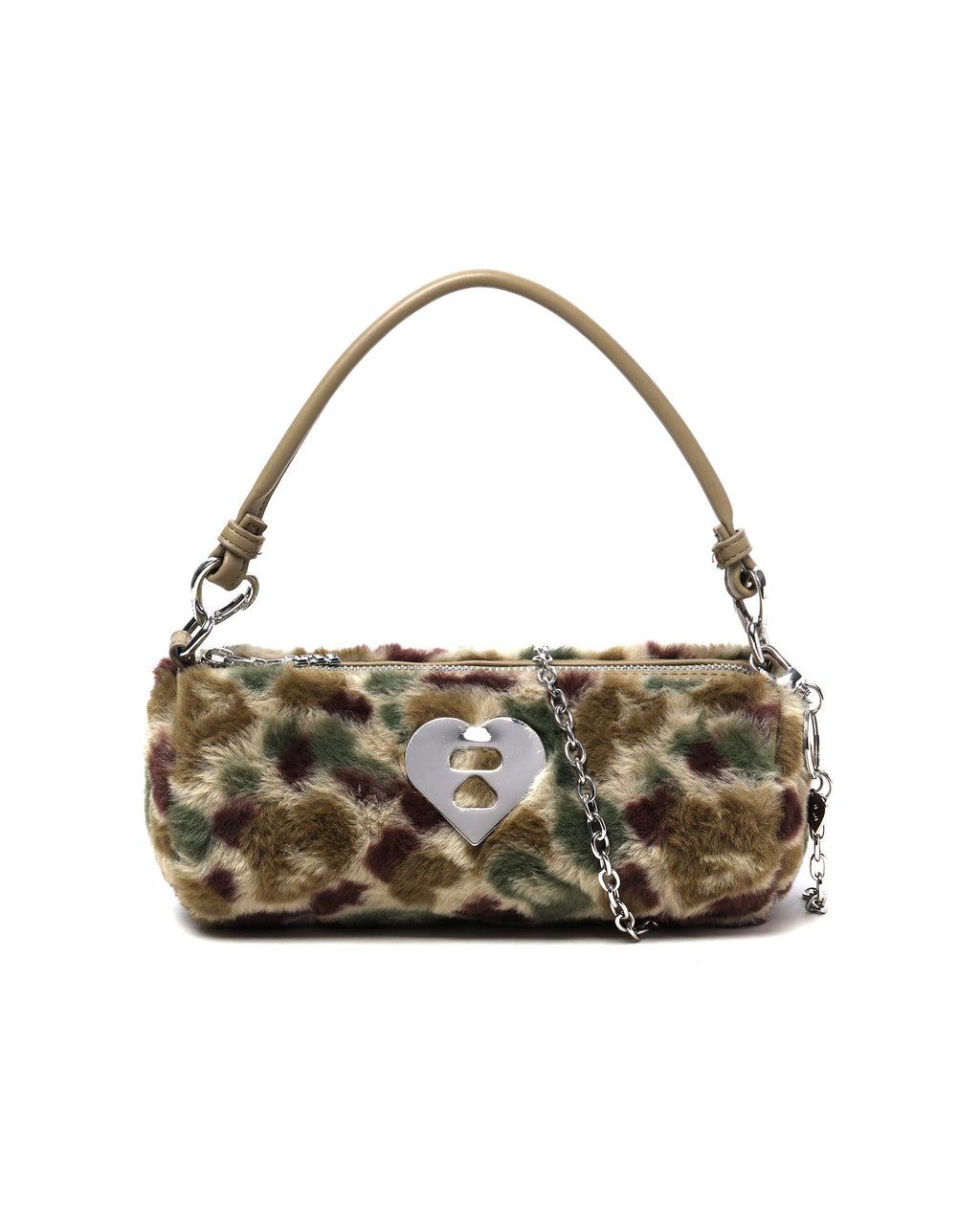 Pattern faux fur shoulder bag