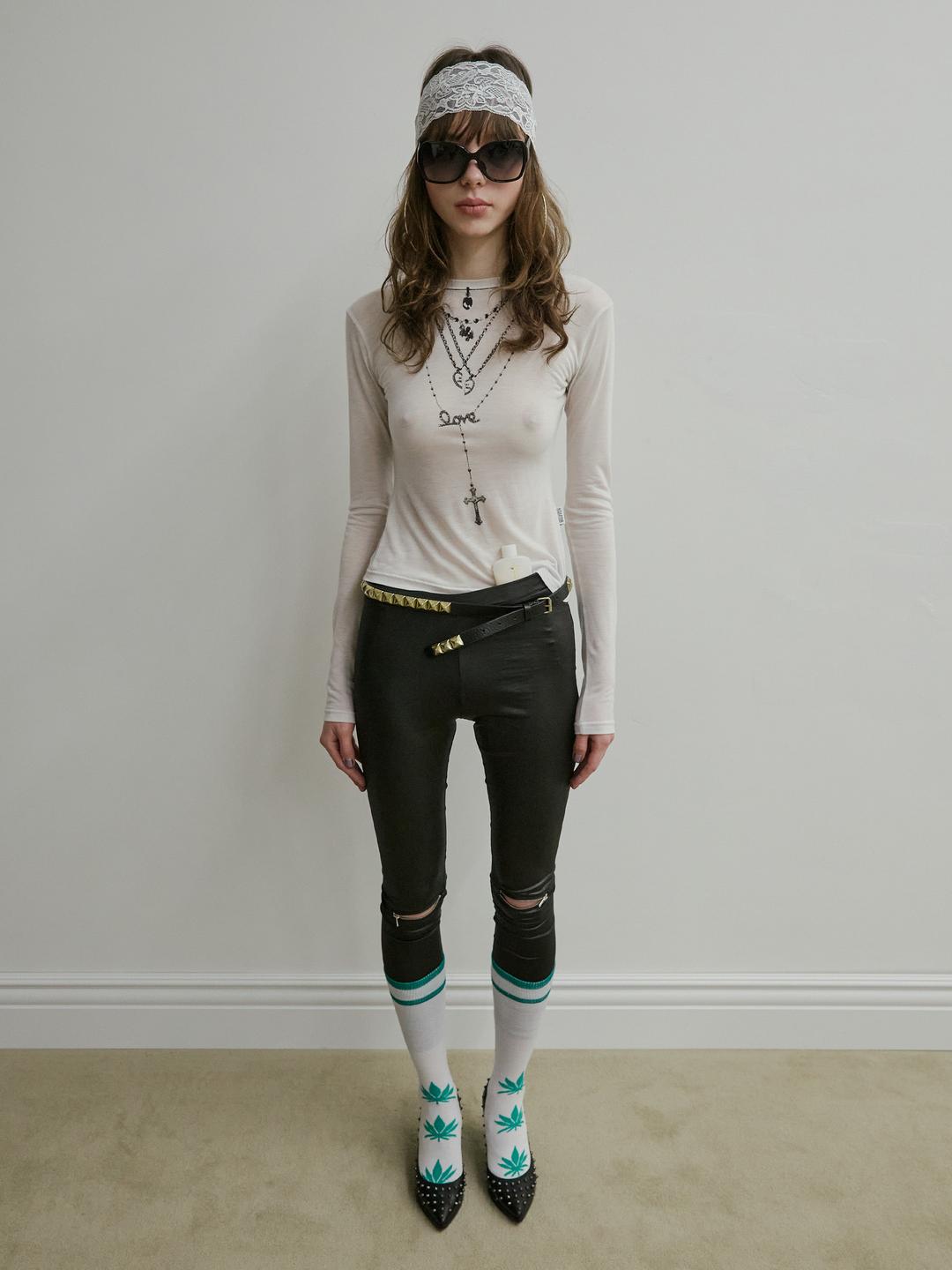 Faux Necklace Tee White/Black