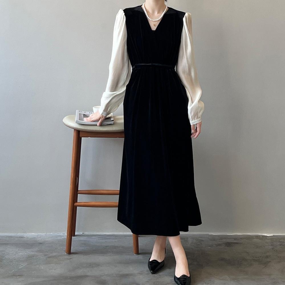 마이아  벨벳 진주 원피스 ( 고급 진주 목걸이 증정)