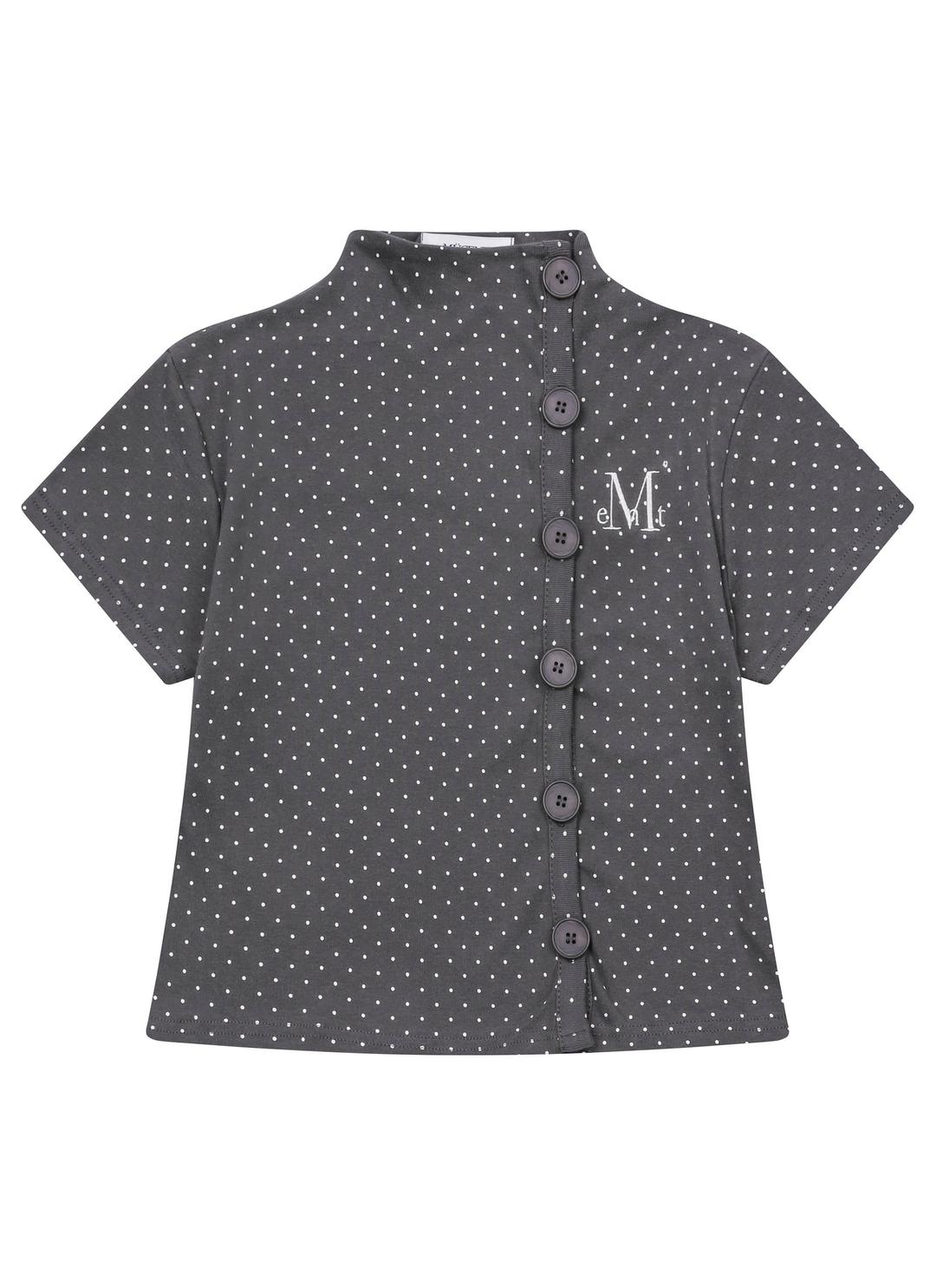 MINUIT BUTTON MINI DOT HALF CARDIGAN (2Color) 미뉴잇 버튼 미니 도트 반팔 가디건 (2컬러)