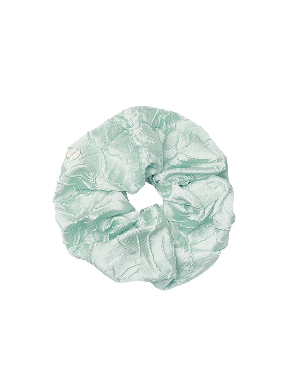 Flower jacquard scrunchie (mint)