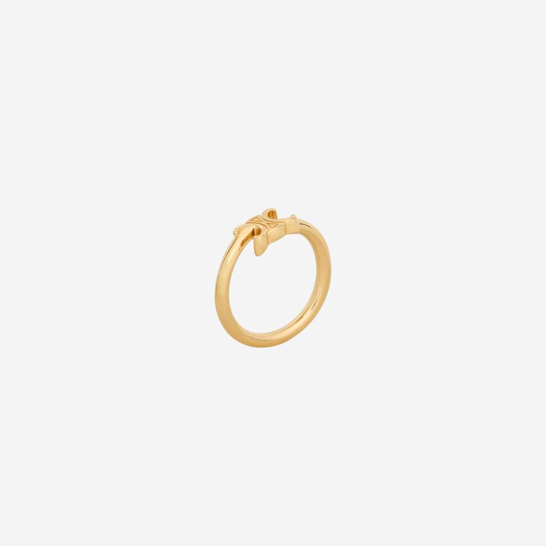 (W) Celine Triomphe Asymmetric Ring in Brass with Gold Finish Gold