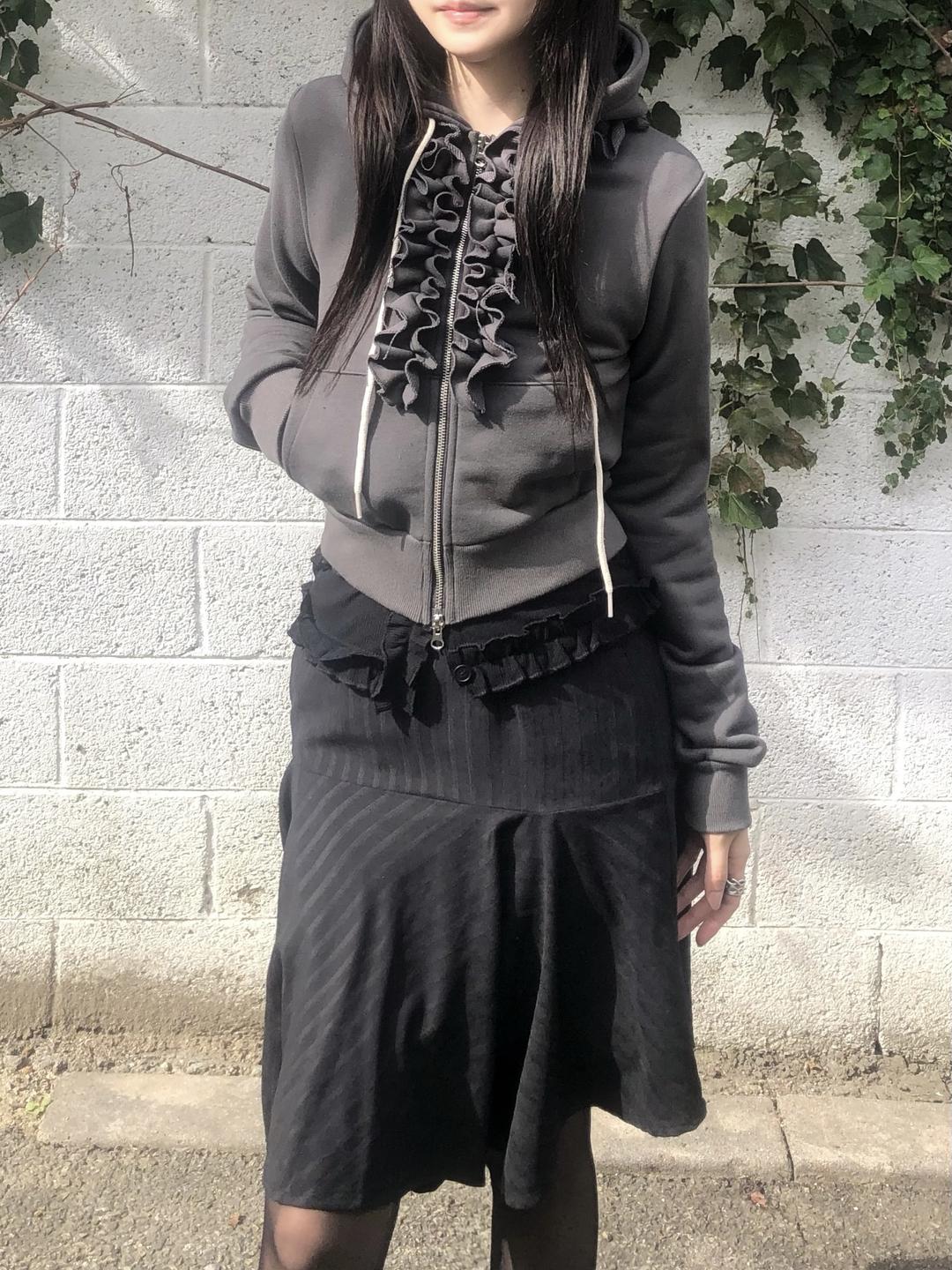 Vanta Frill Hoodie Zip-Up(2 color)