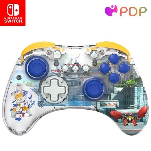 PDP REALMz™ Wireless Nintendo Switch Pro Controller, Customizable LED, 40 Hour Rechargeable Battery Power, 30 Foot Connection, Licensed by Nintendo and SEGA: Sonic Superstars (Tails Seaside Hill Zone)