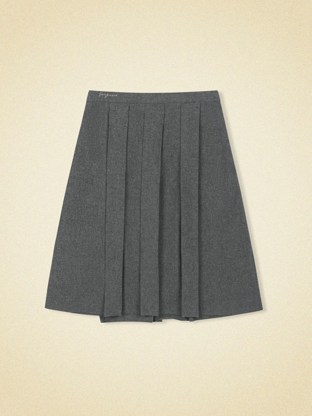 wool pleats skirt - charcoal