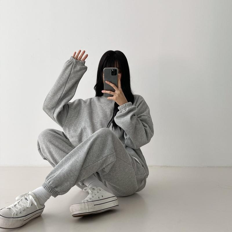 비긴 기모 맨투맨&조거 팬츠set