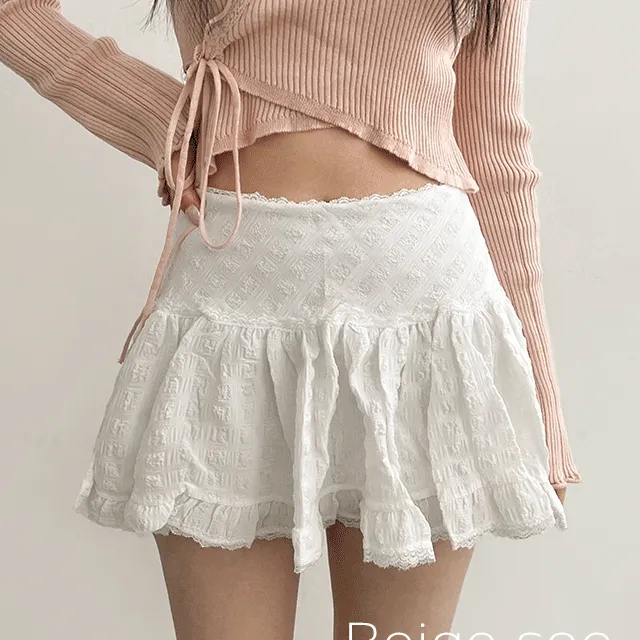 ❤신상세일❤[골반생성/발레코어] 퀸즐 레이스 미니 로우 골반 스커트