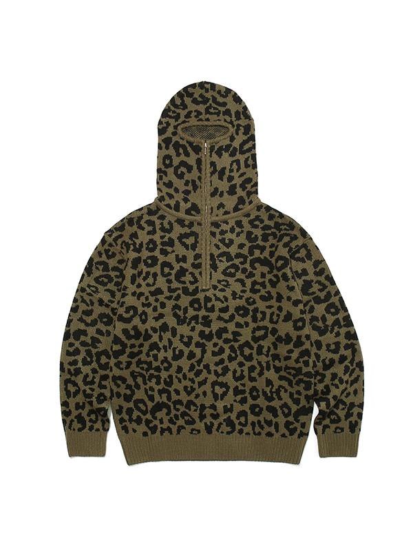 LEOPARD HOODIE KNIT KHAKI
