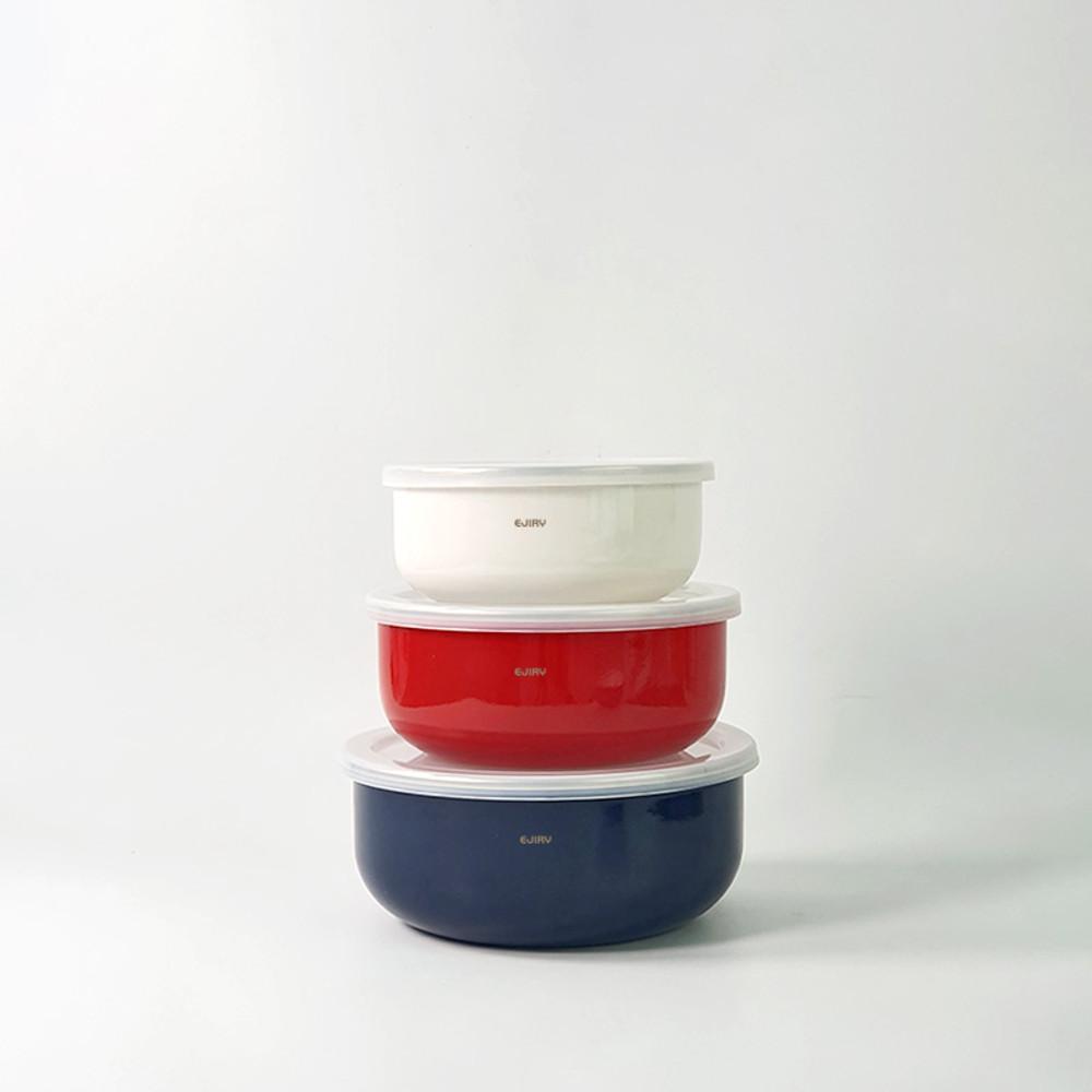 에지리 컬러컬렉션 법랑 원형찬통 세트 3P