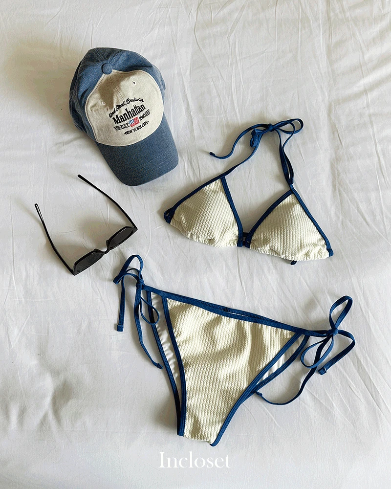 [당일출고]솔라시 배색 끈 비키니  휴양지룩/페스티벌/홀터넥수영복