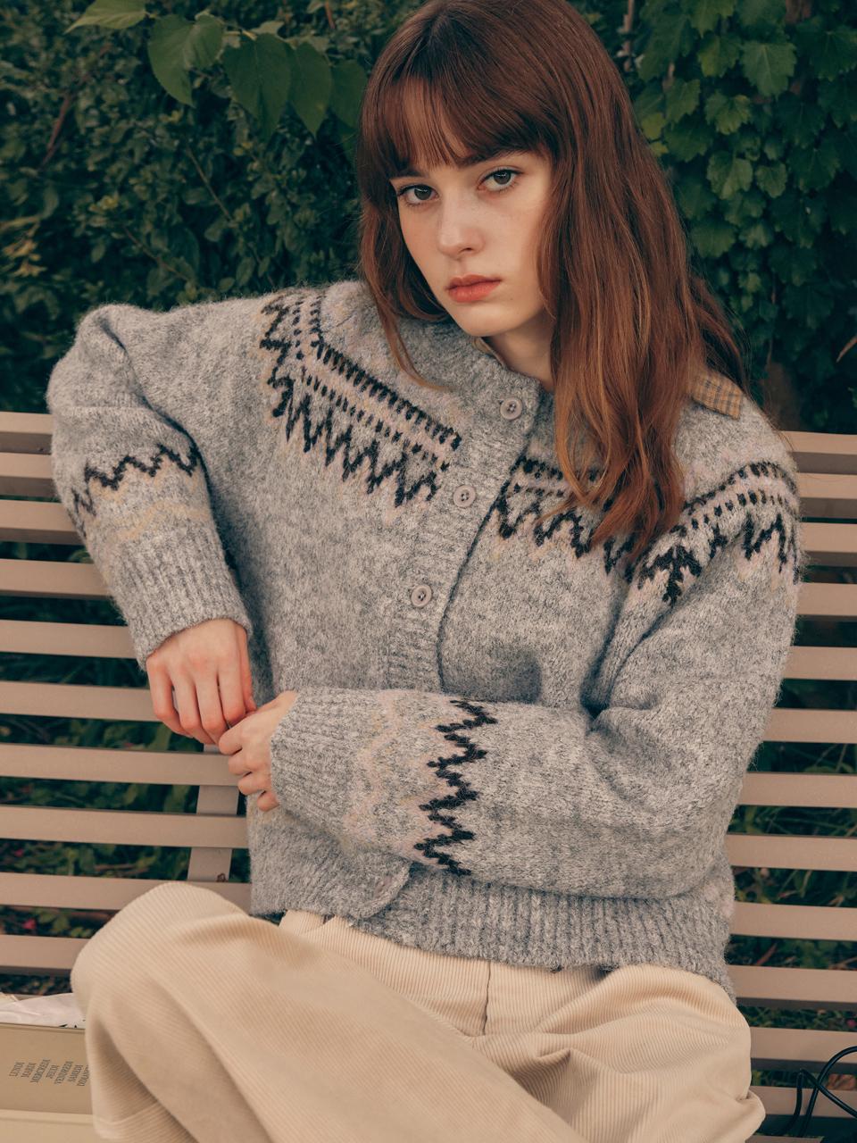 ROUND COWICHAN CARDIGAN GRAY