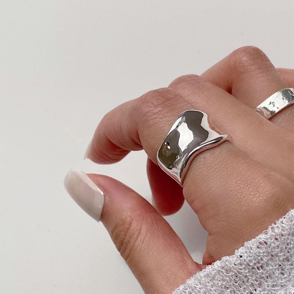 [실버925] 와이드 러프 볼드 반지