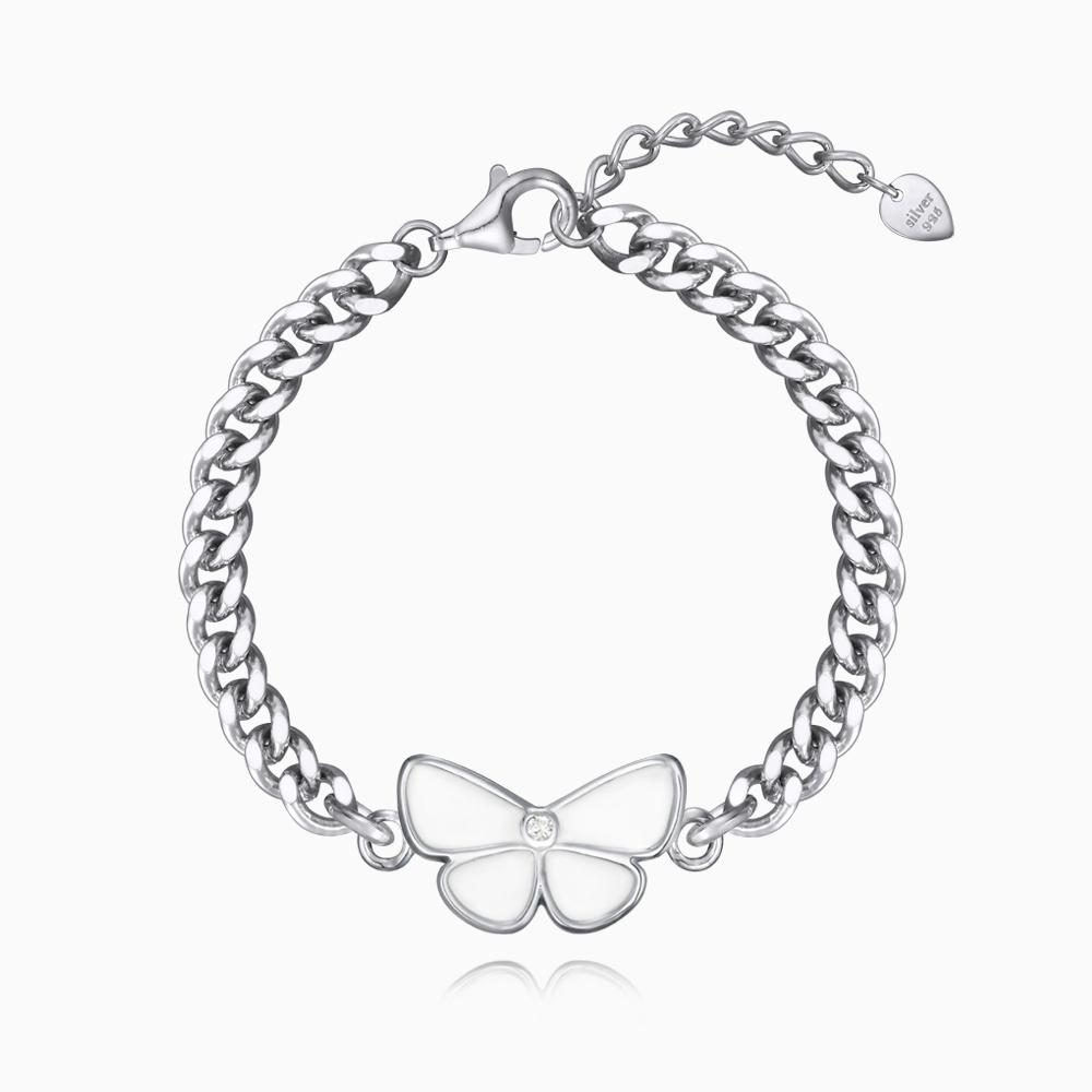 버터플라이 다이아몬드 볼륨체인 팔찌 (스노우)