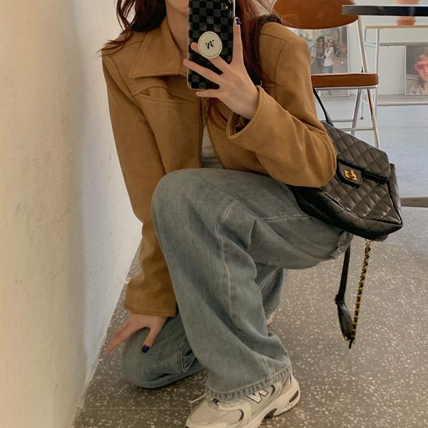 써니킥 [주문폭주]스웨이드 크롭 자켓