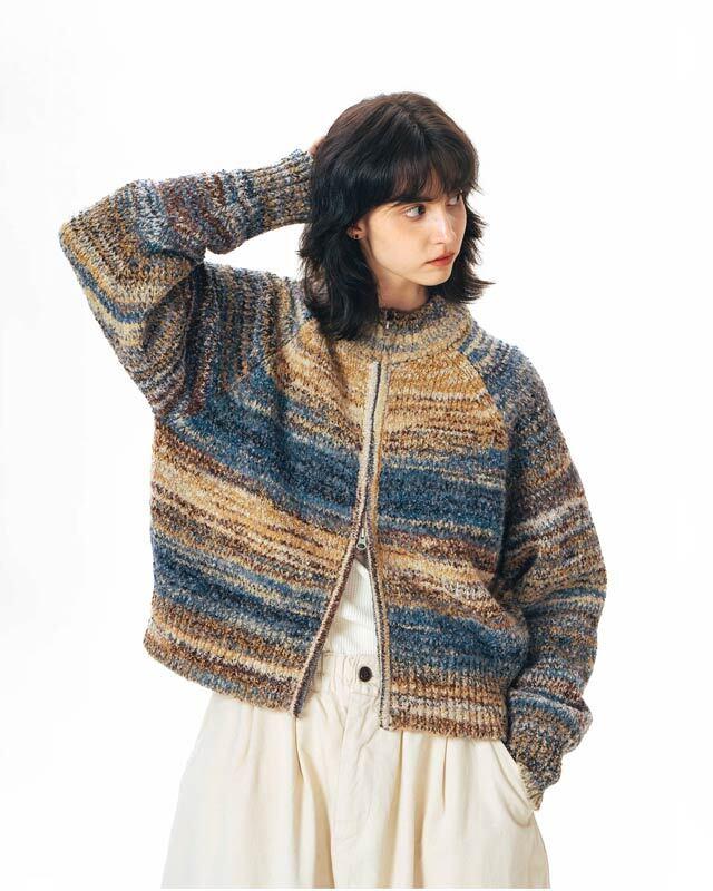 714STREET 스트라이프 니트 집업 가디건 (2 컬러)