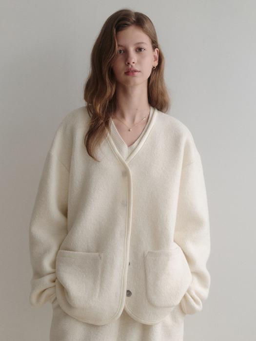 Cosy Wool fleece Snap Jacket (ivory)