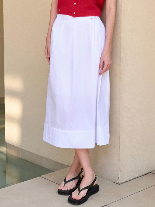 롱 핀턱 밴딩 스커트 화이트 L218